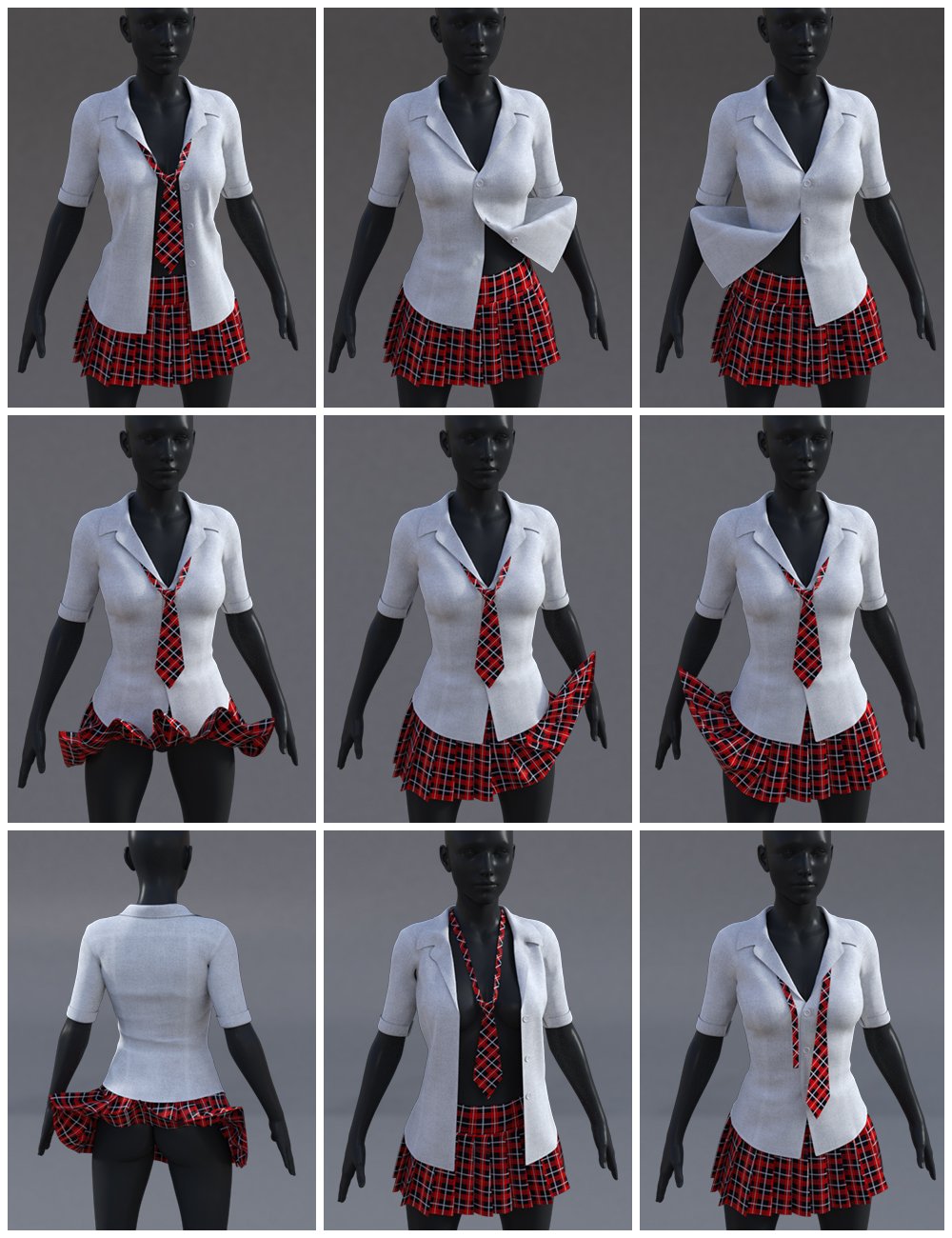 Flirty School Uniform for Genesis 8 Female(s) by: Charlie, 3D Models by Daz 3D