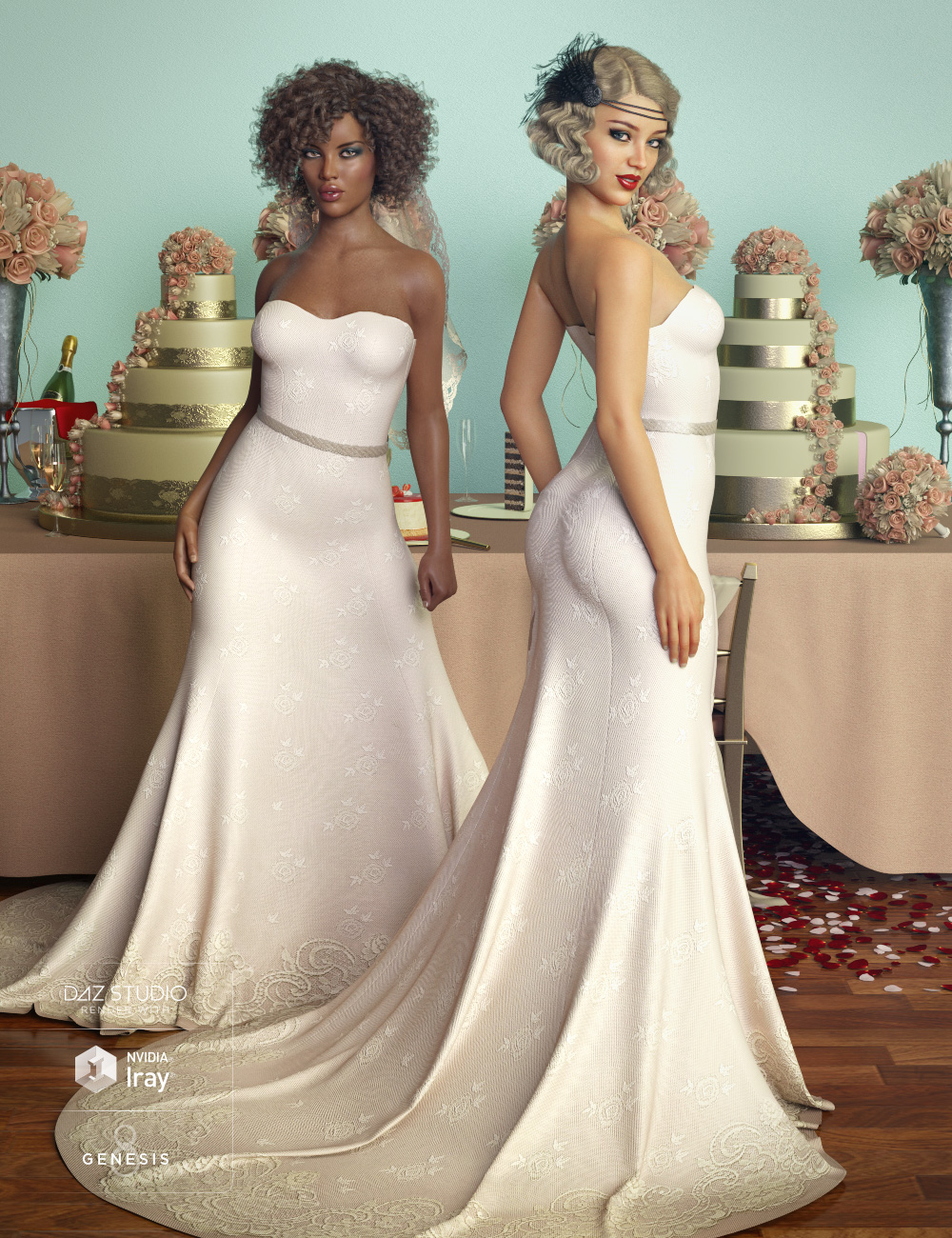 The Bride Wedding Gown for Genesis 8 Female(s) by: Barbara BrundonDirtyFairyUmblefugly, 3D Models by Daz 3D