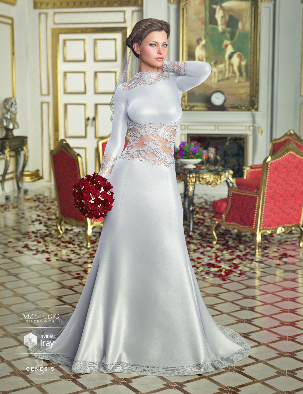 The Bride Wedding Gown Textures by: DirtyFairy, 3D Models by Daz 3D