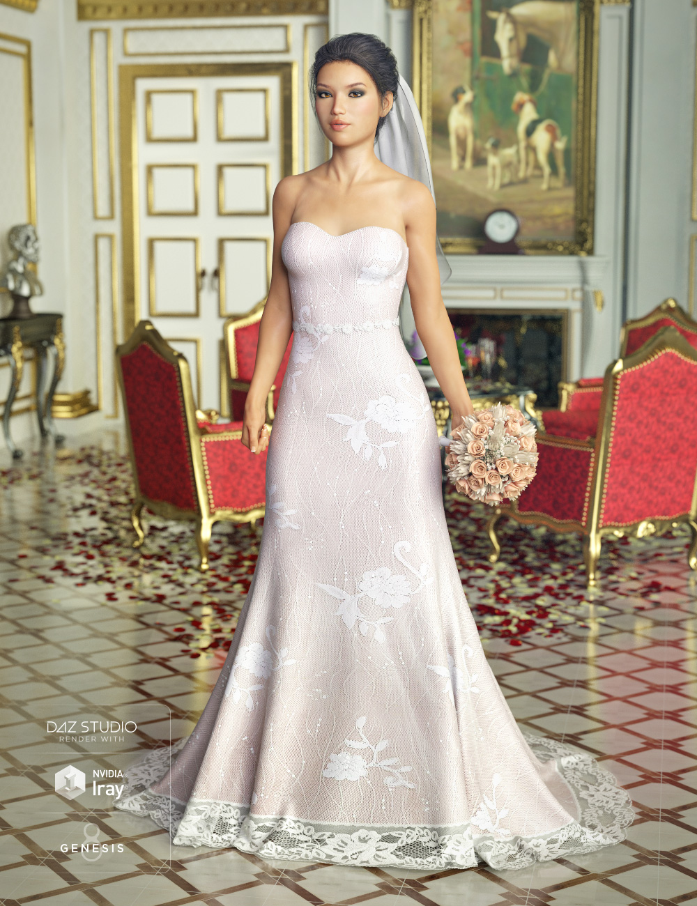 The Bride Wedding Gown Textures by: DirtyFairy, 3D Models by Daz 3D