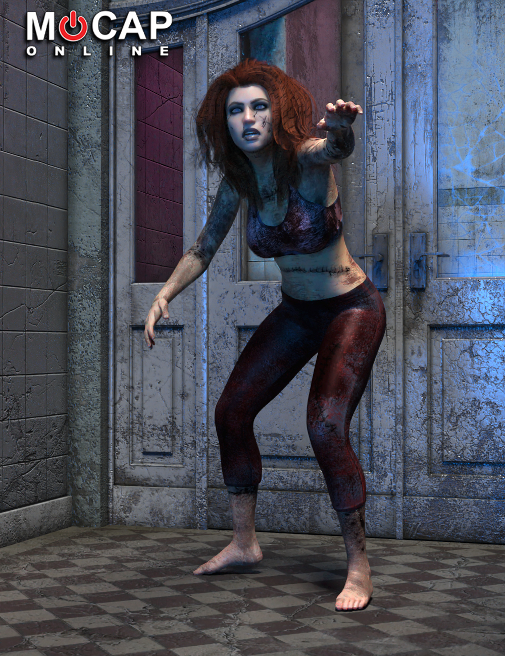 Zombie Animation Collection P3 - Victoria 8 by: Mocap Online, 3D Models by Daz 3D
