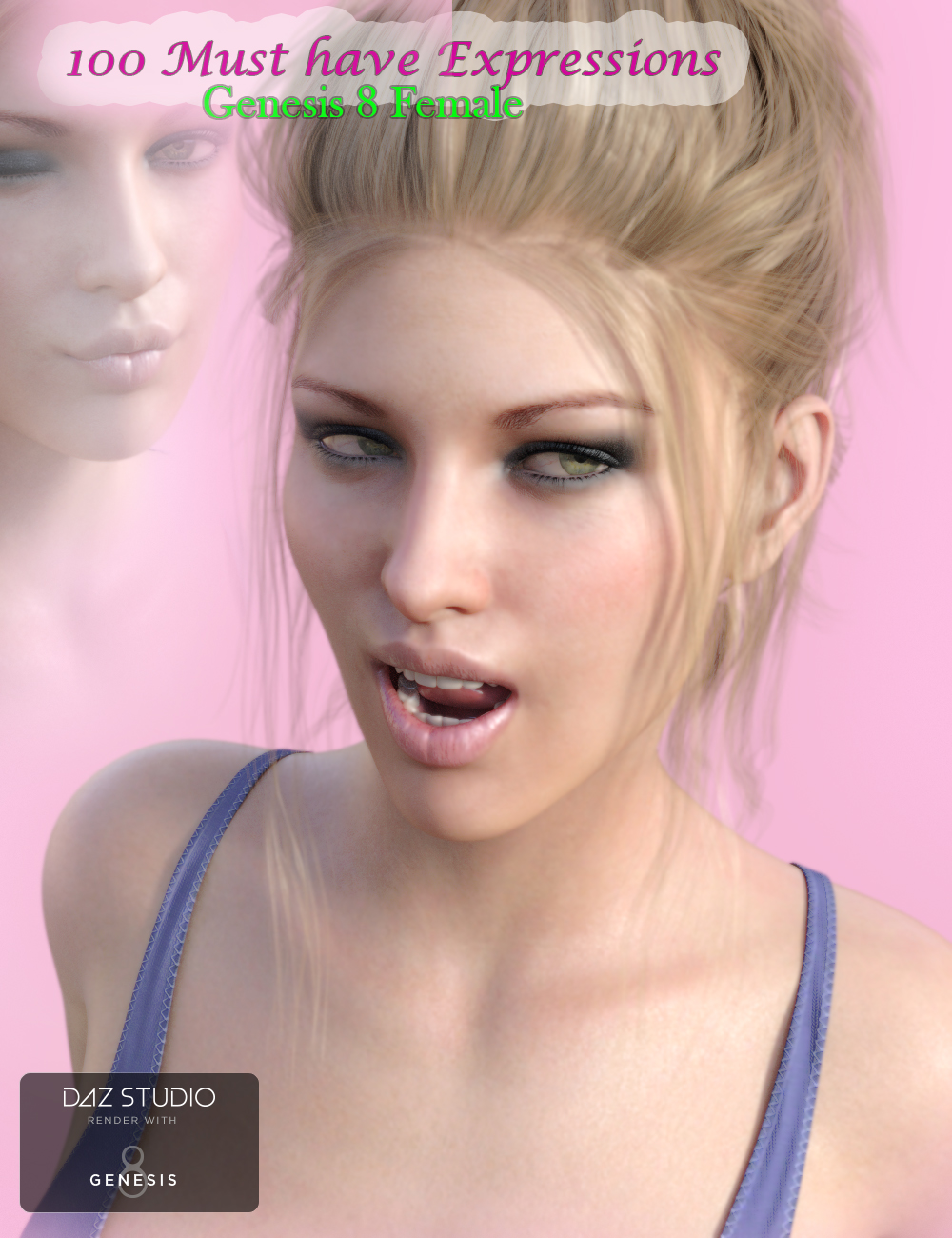 100 Must Have Expressions for Genesis 8 Female(s) by: Valery3Di3D_Lotus, 3D Models by Daz 3D