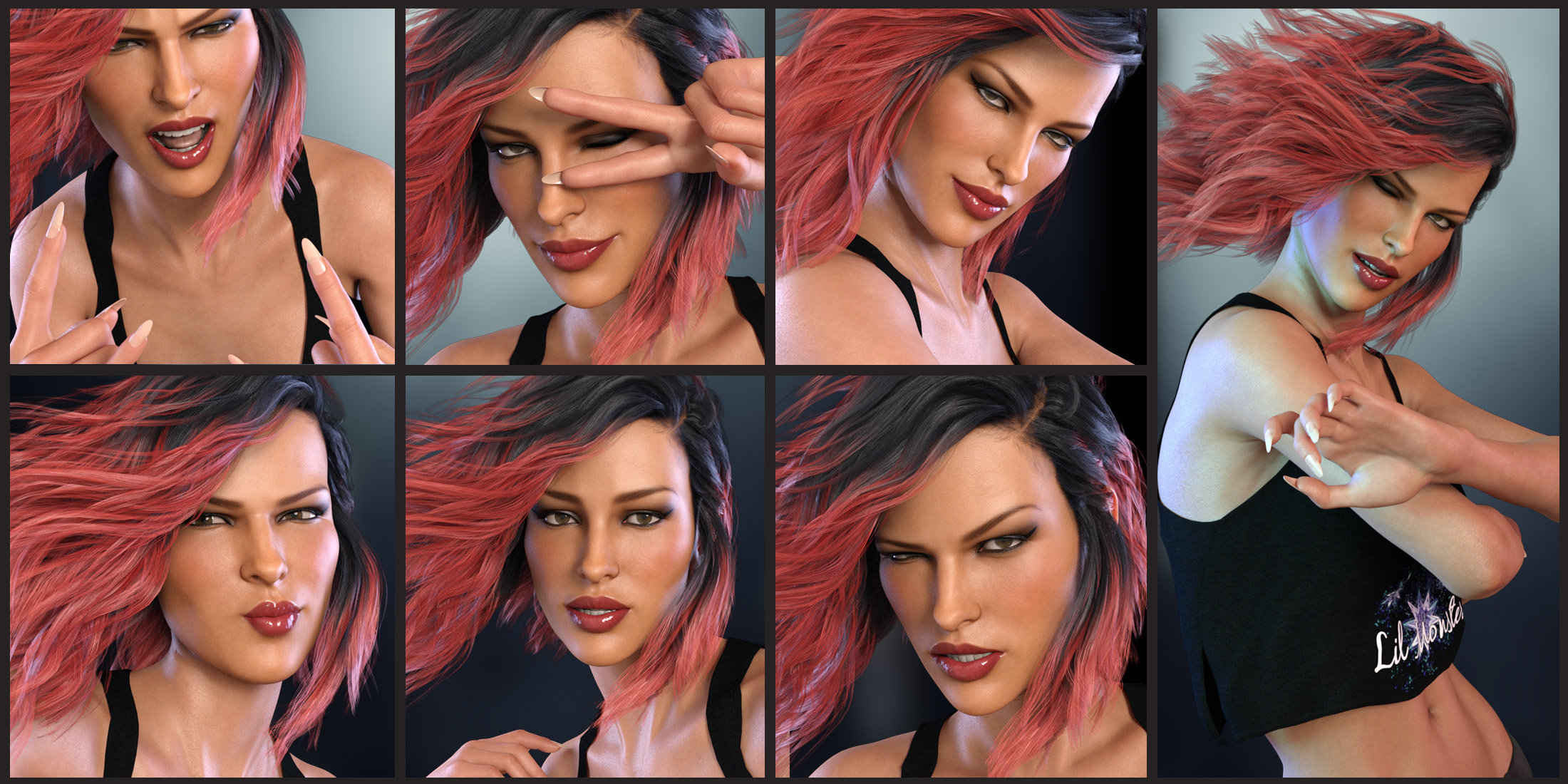 Z Daredevil - Dialable and One-Click Expressions for Genesis 8 Female(s) by: Zeddicuss, 3D Models by Daz 3D