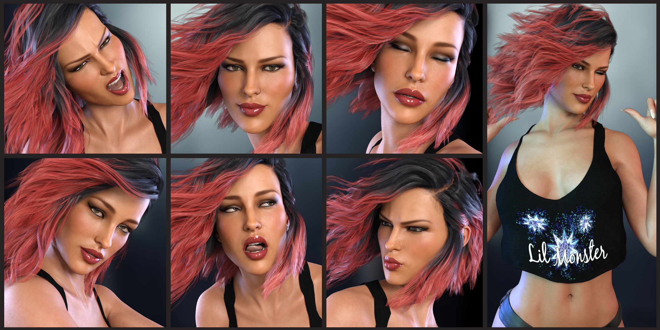 Z Daredevil - Dialable and One-Click Expressions for Genesis 8 Female(s) by: Zeddicuss, 3D Models by Daz 3D