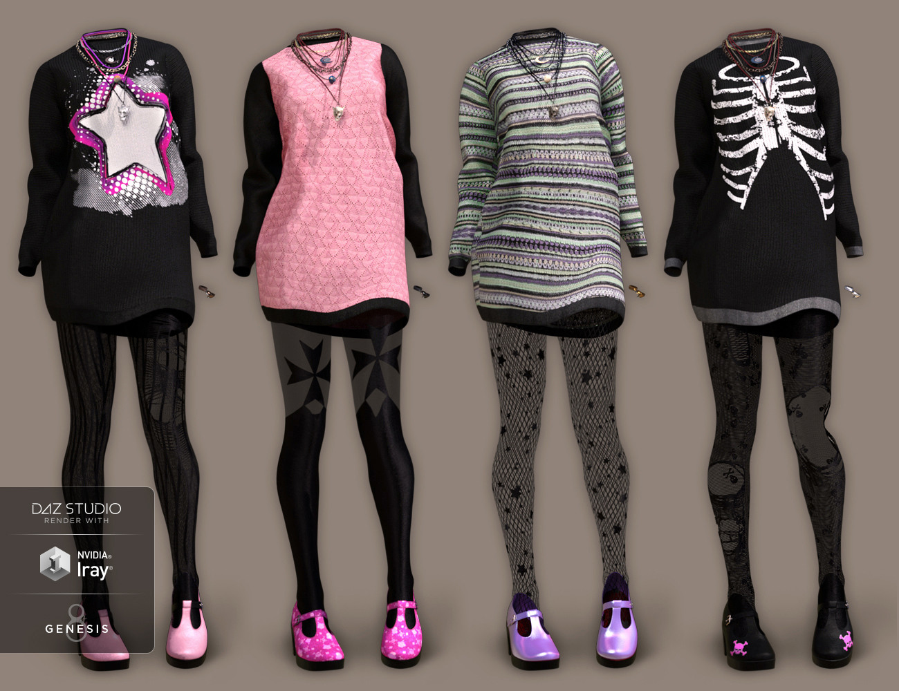 Slouchy Sweater Outfit Textures by: Shox-Design, 3D Models by Daz 3D