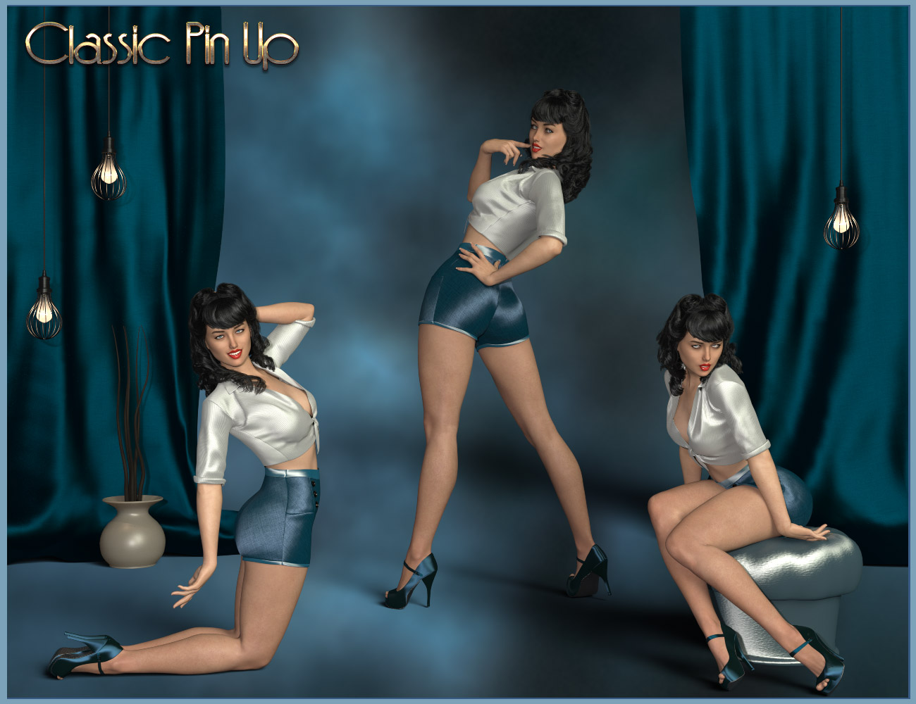 Classic Pin Up - Poses for Genesis 3 and 8 Female(s) by: ilona, 3D Models by Daz 3D