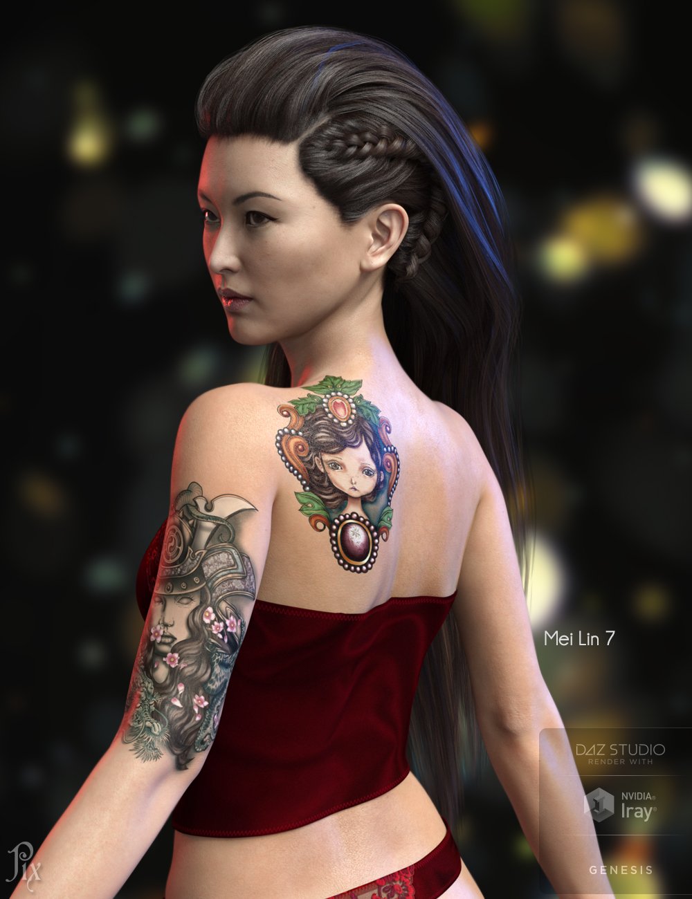SkinWorks L.I.E. Tattoos for Genesis 3 and 8 by: Pixeluna, 3D Models by Daz 3D