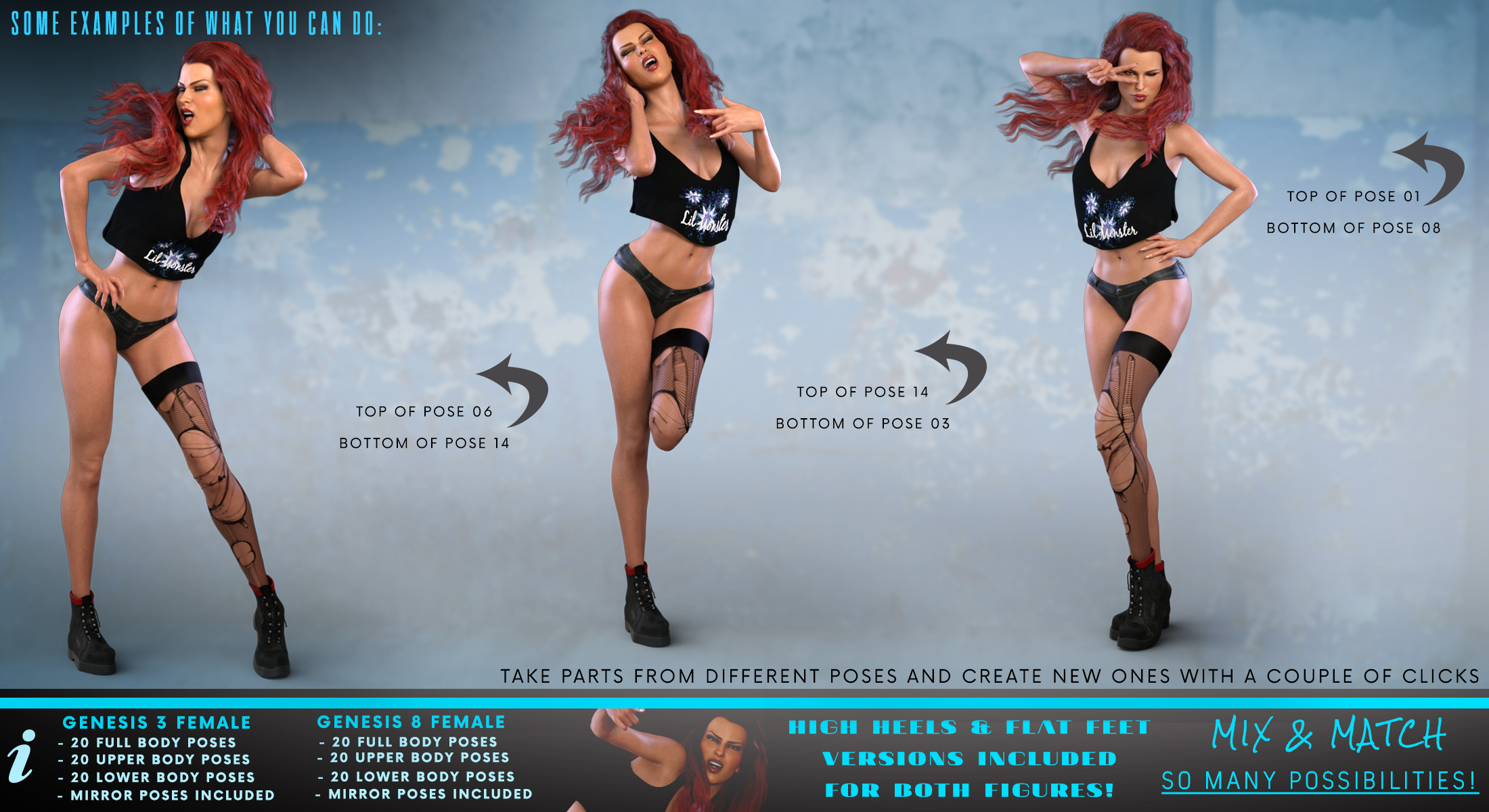 Z Firestarter - Poses and Partials for the Genesis 3 & 8 Female by: Zeddicuss, 3D Models by Daz 3D