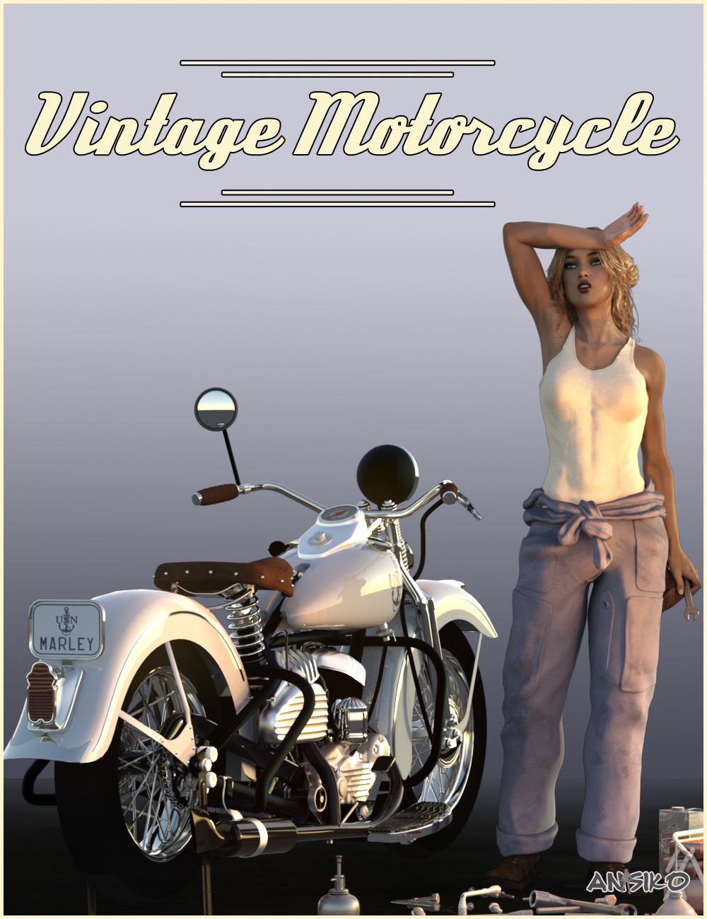 Vintage Motorcycle by: Ansiko, 3D Models by Daz 3D
