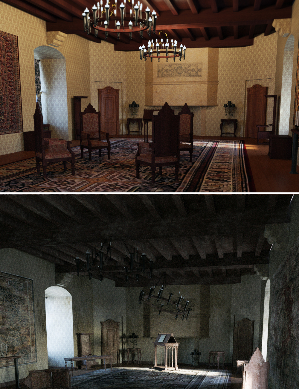 Knight Guest Hall Bundle by: Tesla3dCorp, 3D Models by Daz 3D