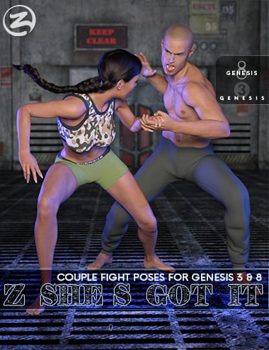 Z She's Got It - Combat Poses for Genesis 3 & 8 Z She's Got It - Combat Poses for Genesis 3 & 8 by: Zeddicuss, 3D Models by Daz 3D