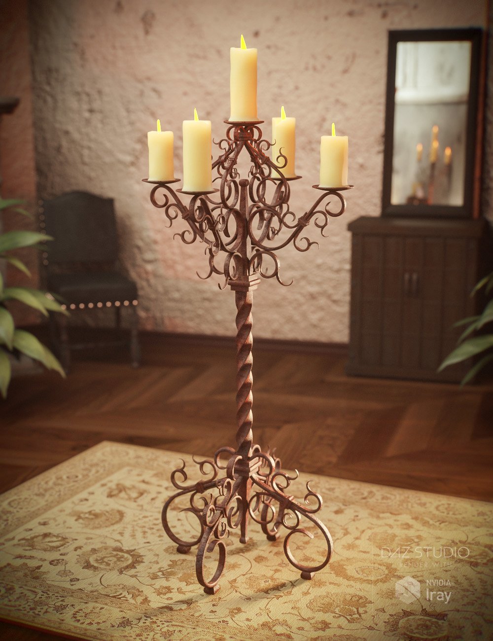 Candelabras with Morphing Candle by: Age of Armour, 3D Models by Daz 3D