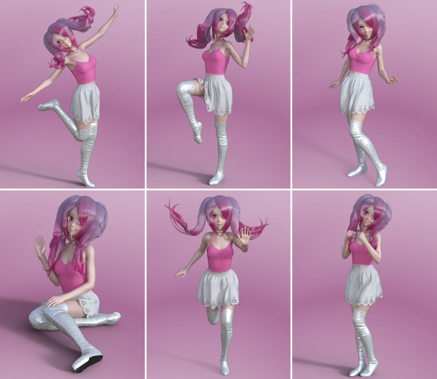 Anime Time - Poses for Genesis 8 Female and Sakura 8 by: JWolf, 3D Models by Daz 3D
