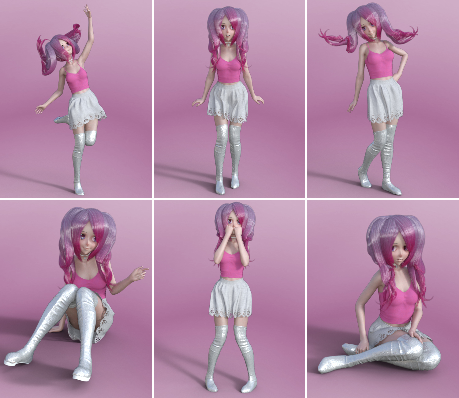 Anime Time - Poses for Genesis 8 Female and Sakura 8 by: JWolf, 3D Models by Daz 3D