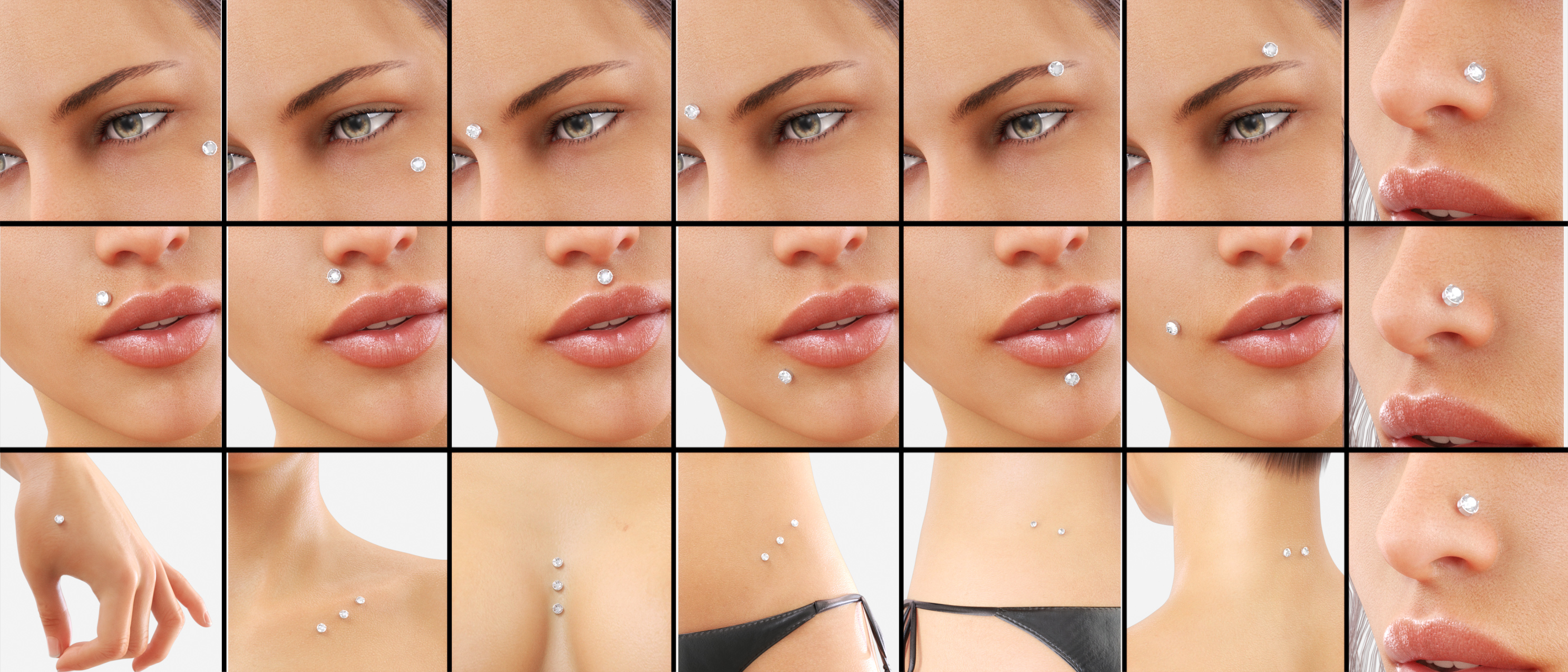 Alternative Piercing Pack for Genesis 8 Female by: Neikdian, 3D Models by Daz 3D