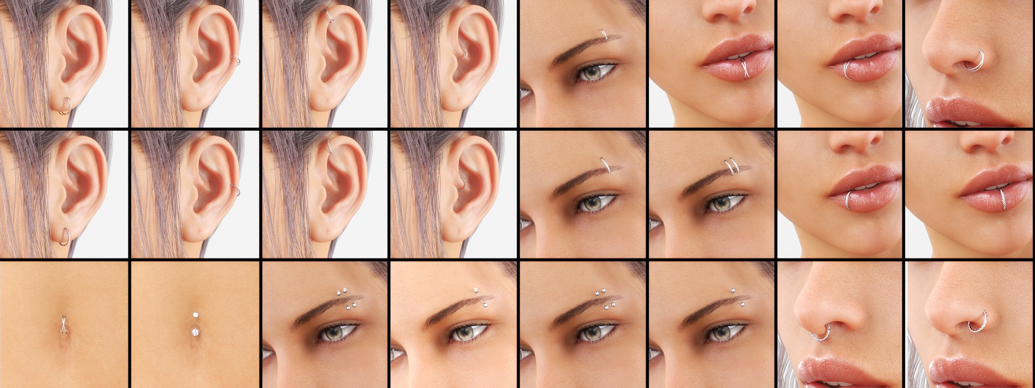 Alternative Piercing Pack for Genesis 8 Female by: Neikdian, 3D Models by Daz 3D