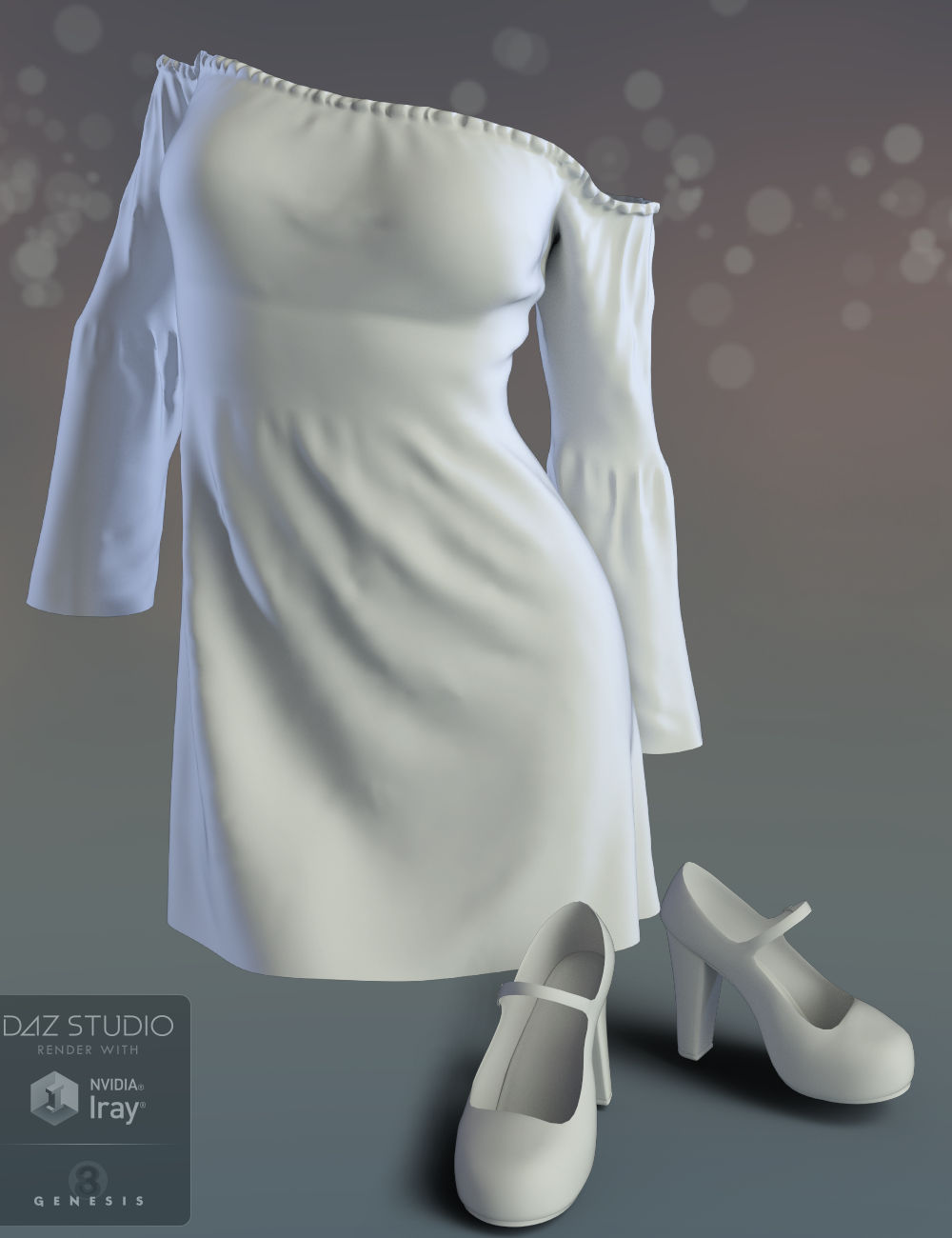 dForce Mary Jane Outfit for Genesis 8 Female(s) by: PandyGirlWildDesigns, 3D Models by Daz 3D