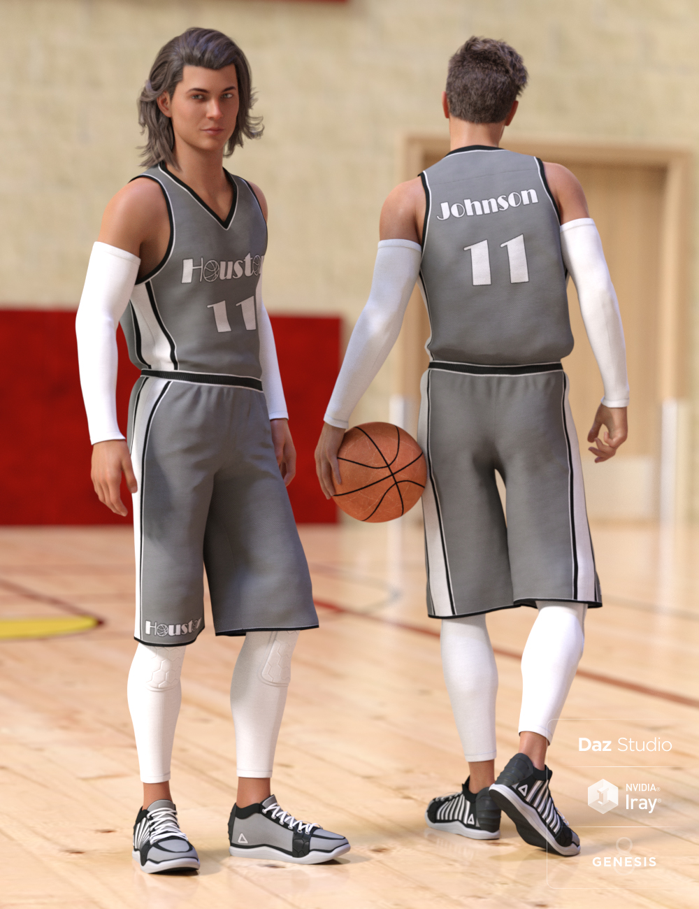 Basketball Court Outfit for Genesis 8 Male(s) by: Barbara BrundonDirtyFairy, 3D Models by Daz 3D
