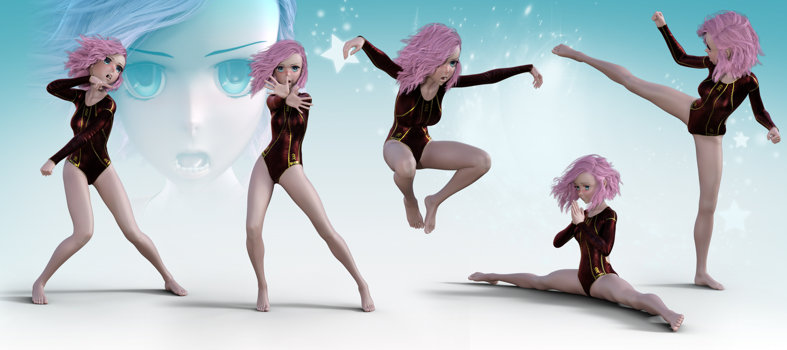 Z Ninja Warrior - Poses & Expressions for Sakura 8 and Genesis 8 Female by: Zeddicuss, 3D Models by Daz 3D