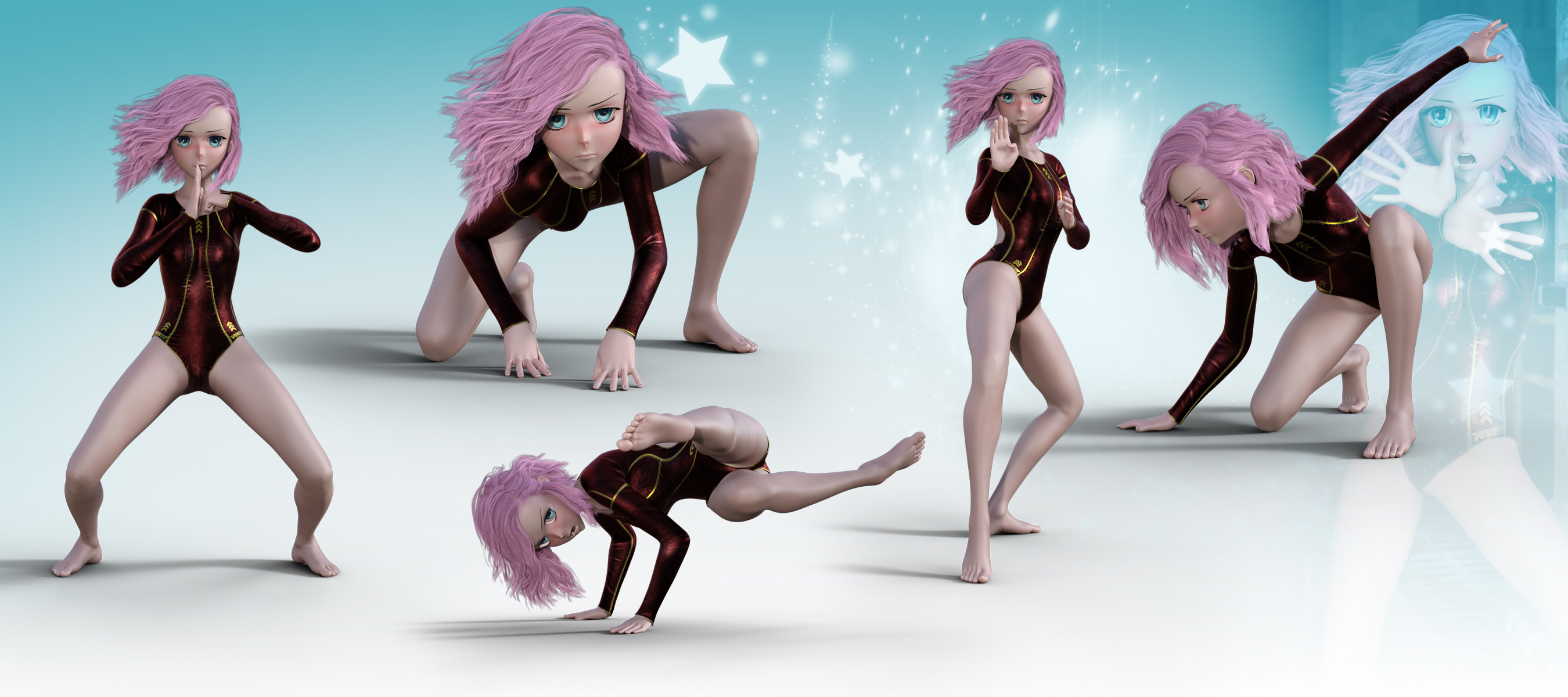 Z Ninja Warrior - Poses & Expressions for Sakura 8 and Genesis 8 Female by: Zeddicuss, 3D Models by Daz 3D