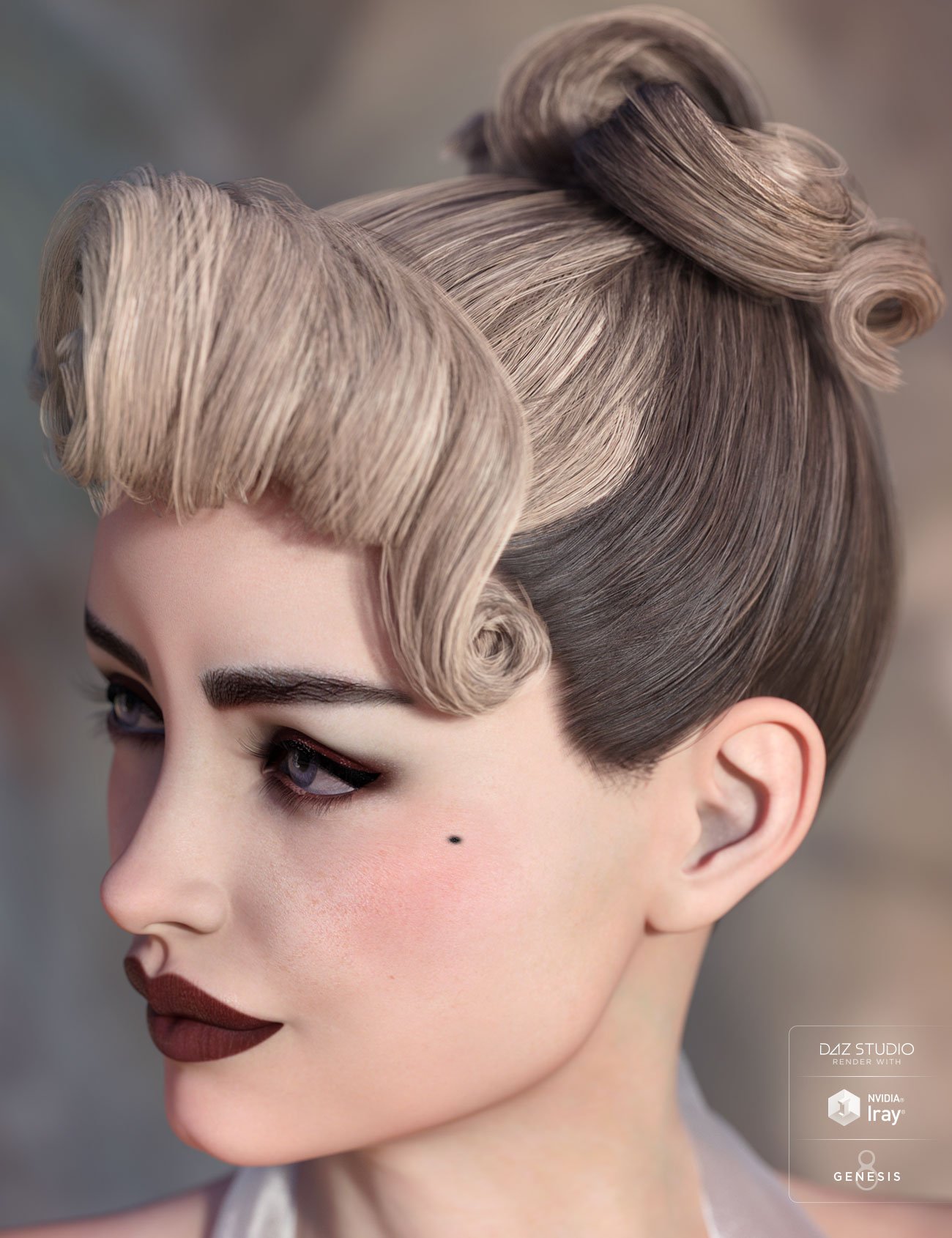 Yvette Hair for Genesis 3 & 8 Female(s) by: AprilYSH, 3D Models by Daz 3D