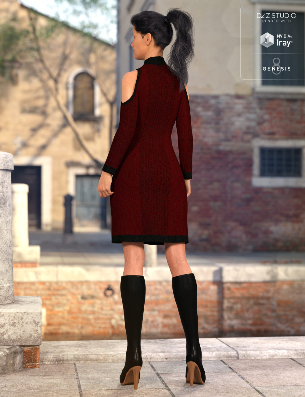 Open Shoulder Dress for Genesis 8 Female(s) by: Shox-Design, 3D Models by Daz 3D