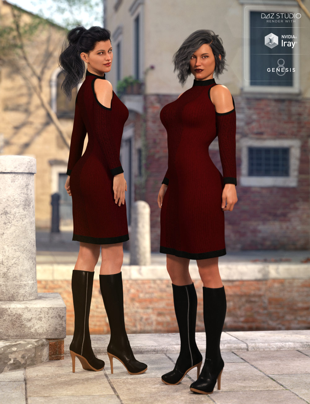 Open Shoulder Dress for Genesis 8 Female(s) by: Shox-Design, 3D Models by Daz 3D