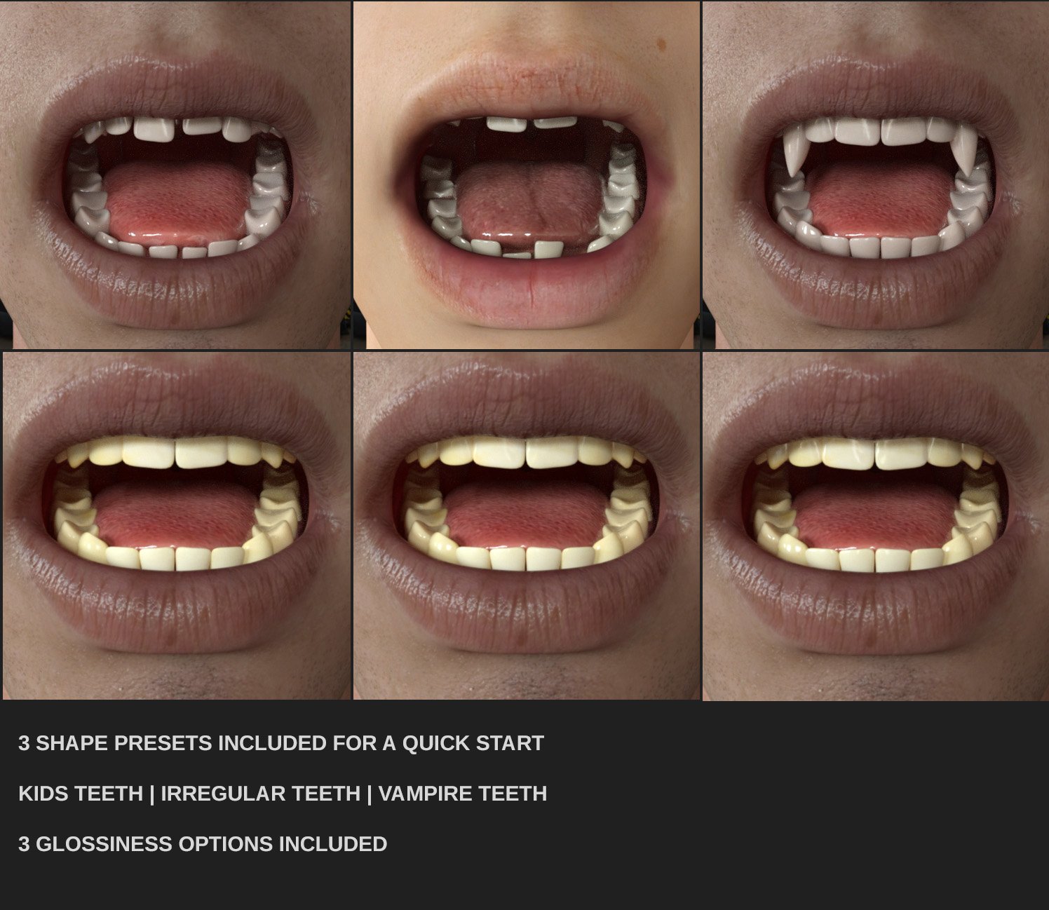 Easy Teeth for Genesis 8 Male(s) and Merchant Resource by: SF-Design, 3D Models by Daz 3D