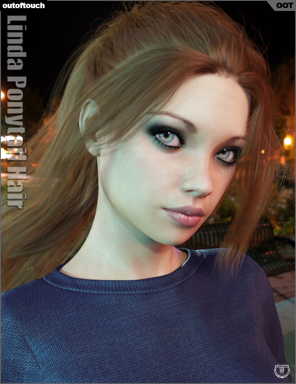 Linda Ponytail Hair for Genesis 3 and 8 Female(s) by: outoftouch, 3D Models by Daz 3D