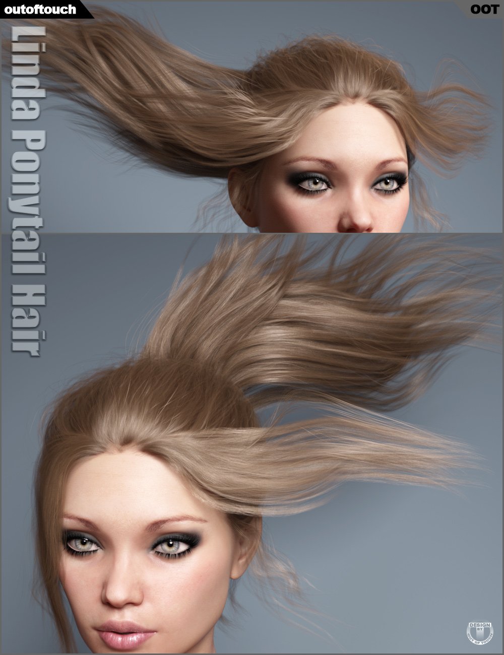 Linda Ponytail Hair for Genesis 3 and 8 Female(s) by: outoftouch, 3D Models by Daz 3D