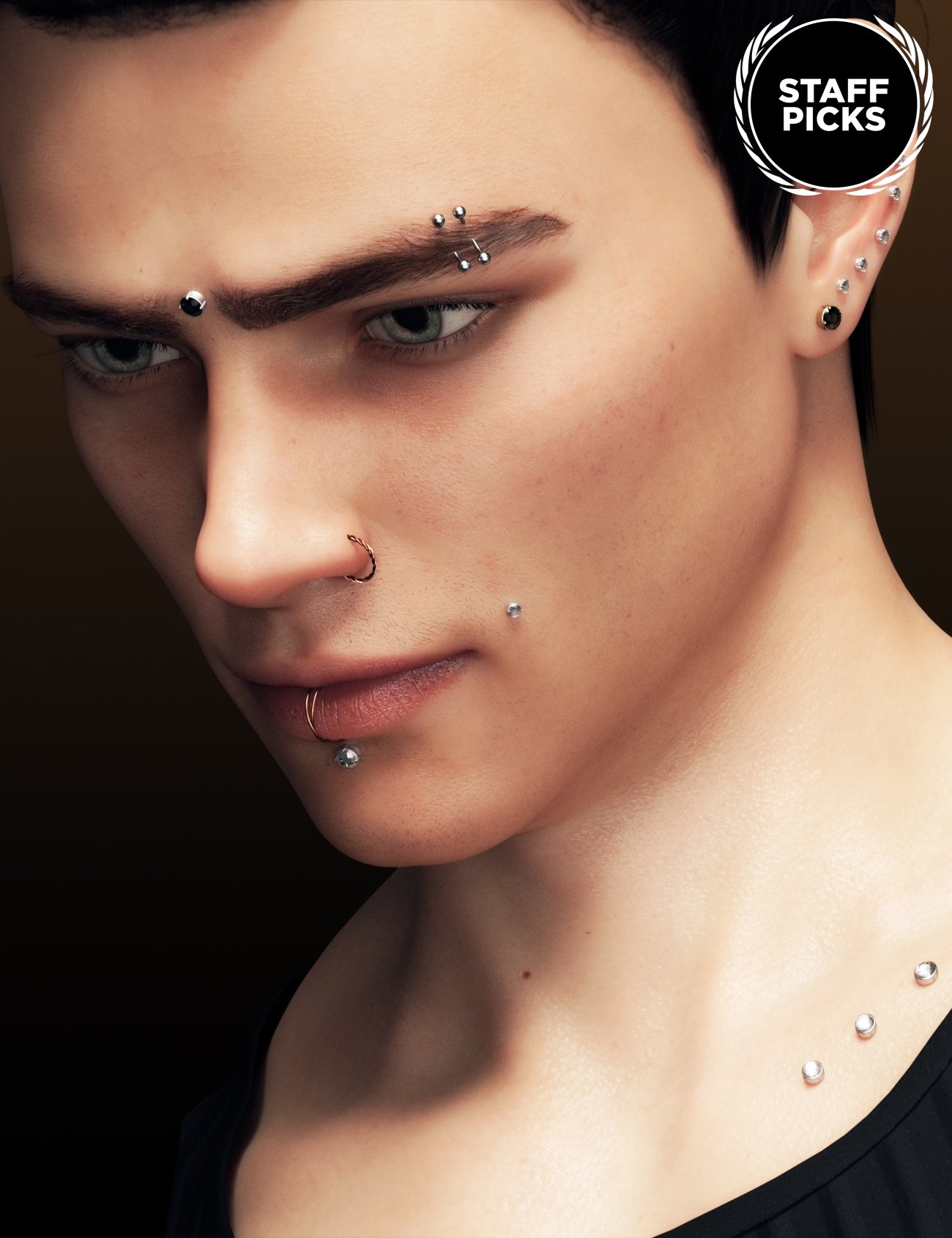 Alternative Piercing Pack for Genesis 8 Male by: Neikdian, 3D Models by Daz 3D