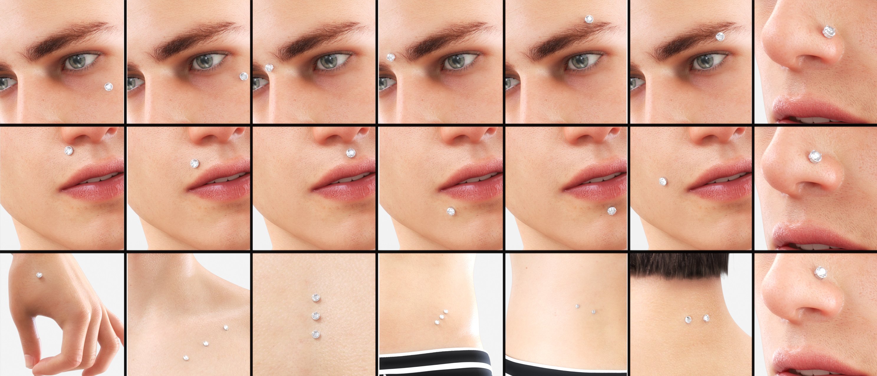 Alternative Piercing Pack for Genesis 8 Male by: Neikdian, 3D Models by Daz 3D