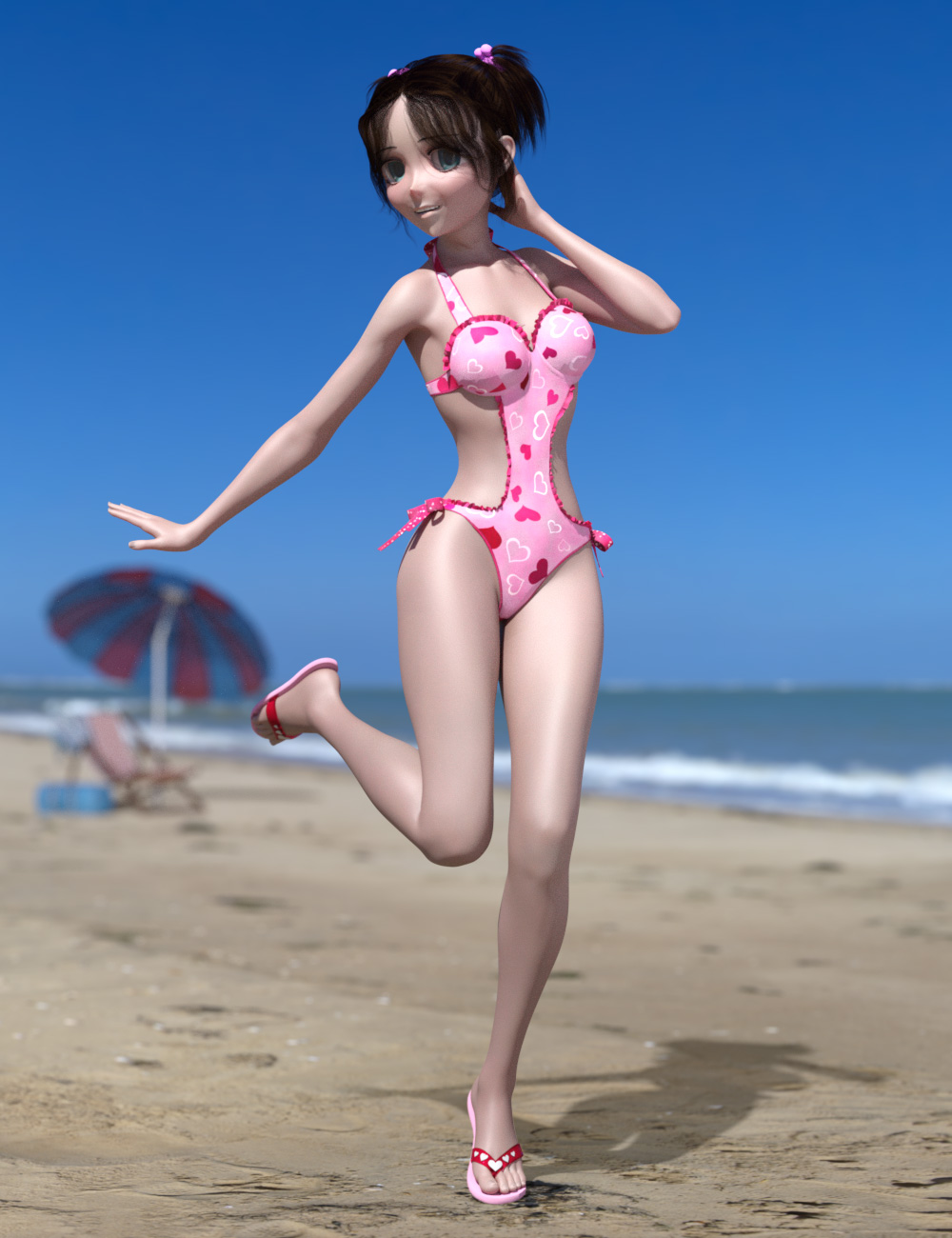 Frilly Swimsuit for Genesis 8 Female(s) by: esha, 3D Models by Daz 3D