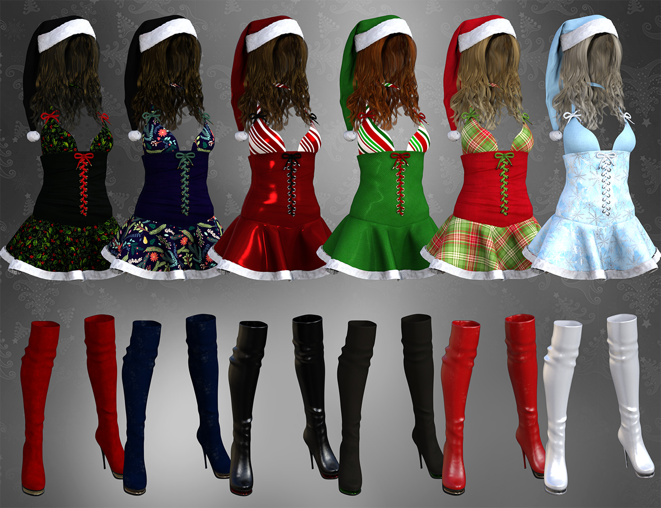 dForce Very Merry Christmas Outfit for Genesis 8 Female(s) by: Anna BenjaminNikisatez, 3D Models by Daz 3D