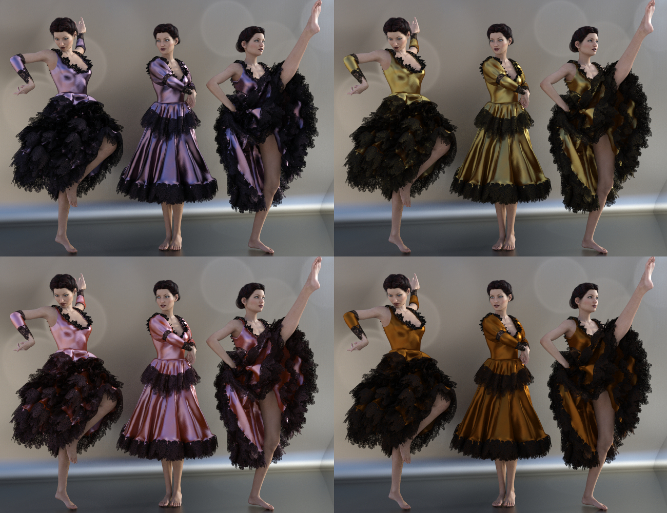 dForce Frolic Dress Set for Genesis 3 and 8 Female(s) by: Aave Nainen, 3D Models by Daz 3D