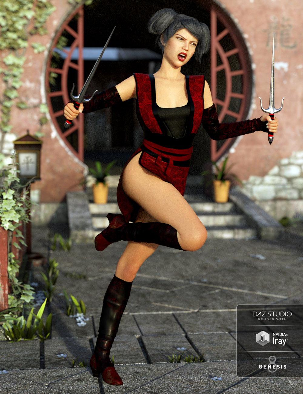 dForce Anime Ninja Outfit Textures by: Moonscape GraphicsSade, 3D Models by Daz 3D