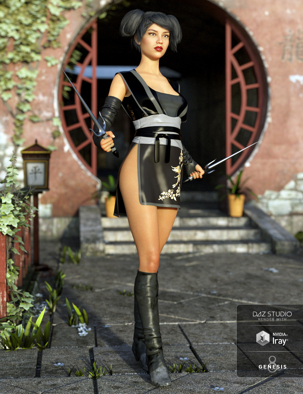 dForce Anime Ninja Outfit Textures by: Moonscape GraphicsSade, 3D Models by Daz 3D