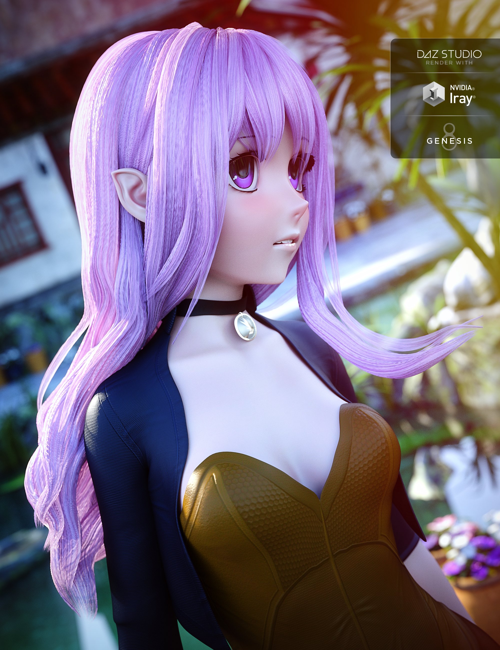 Sakura Anime Long Hair for Genesis 3 and 8 Female(s) by: Lady Littlefox, 3D Models by Daz 3D