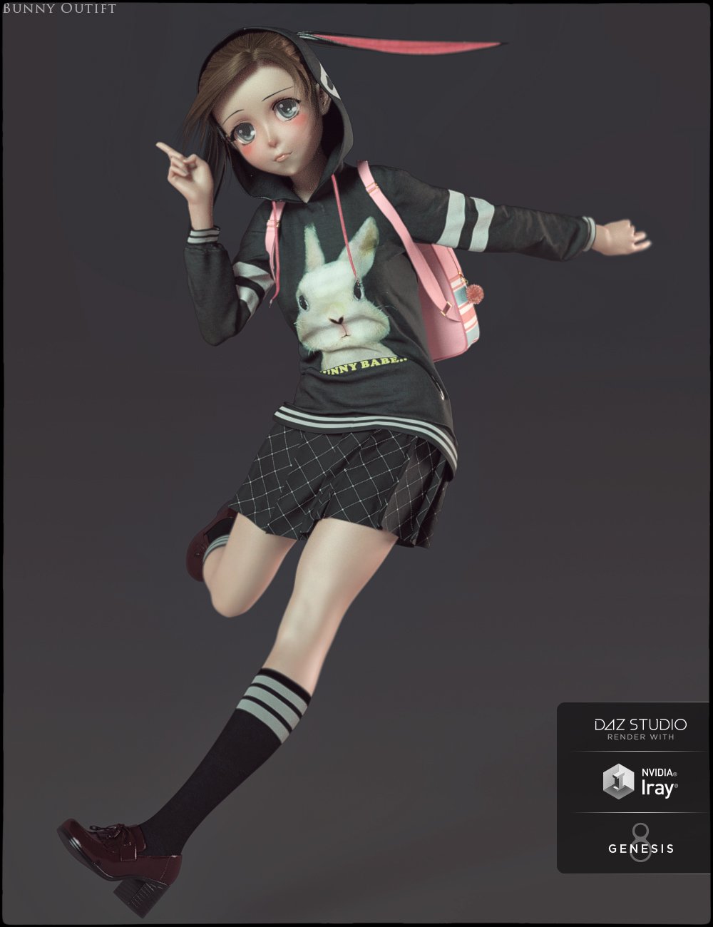 dForce Bunny Outfit for Sakura 8 by: , 3D Models by Daz 3D
