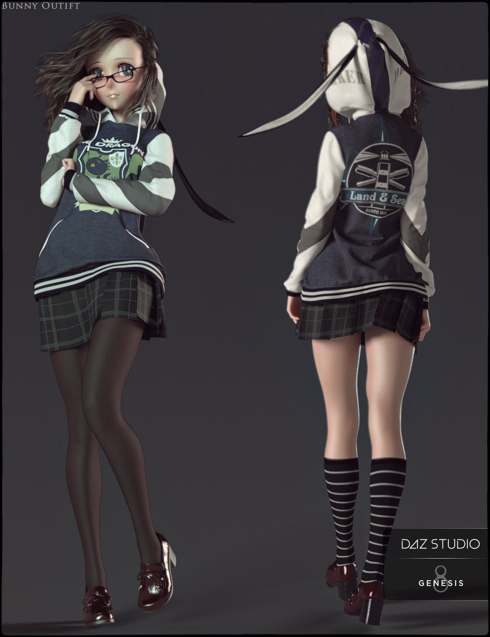 dForce Bunny Outfit for Sakura 8 by: , 3D Models by Daz 3D