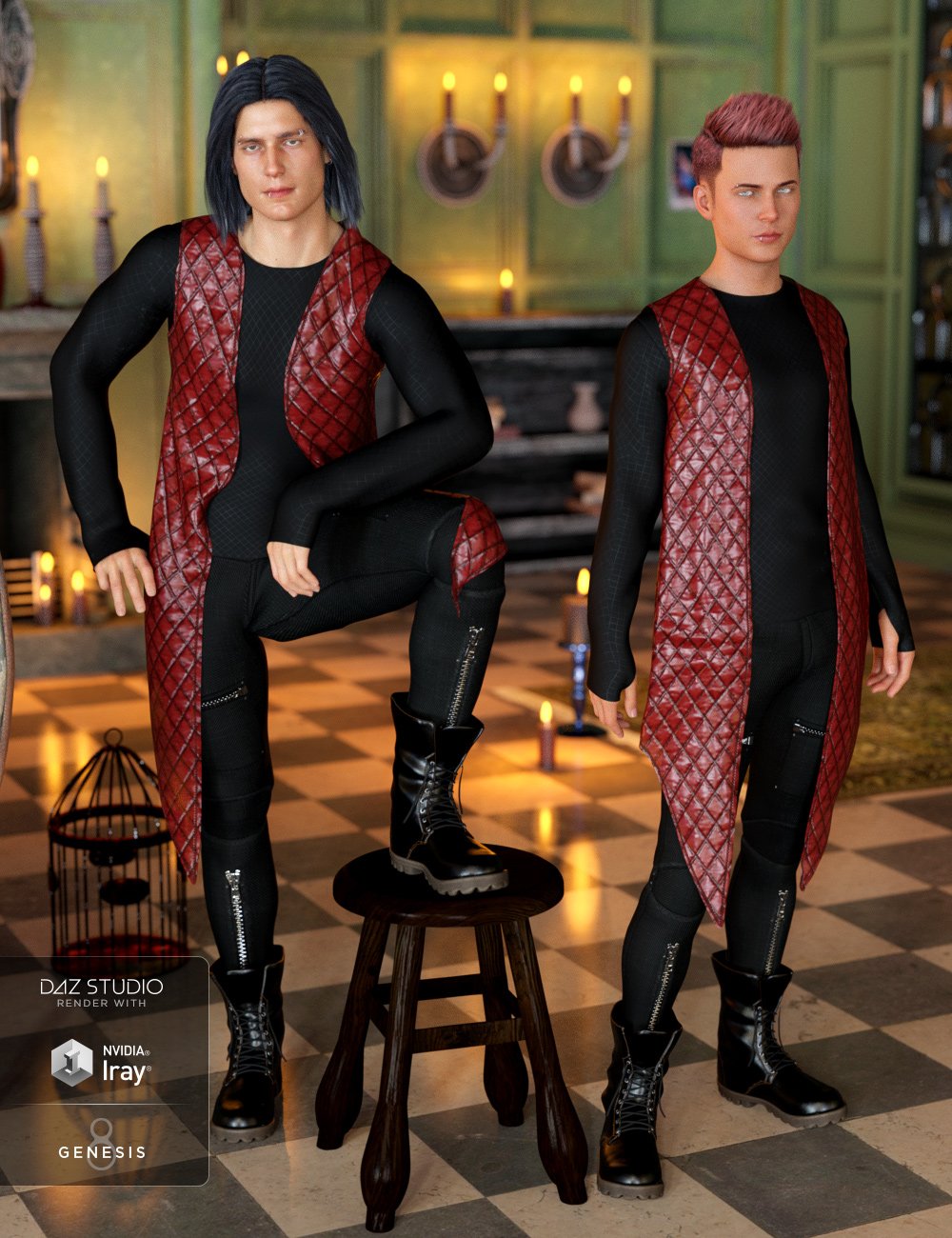 dForce Grunge Outfit for Genesis 8 Male(s) by: NikisatezMoonscape GraphicsSade, 3D Models by Daz 3D