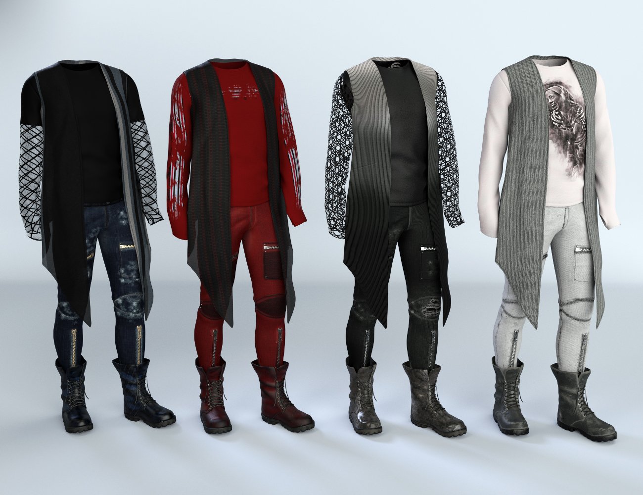 dForce Grunge Outfit Textures by: Moonscape GraphicsSade, 3D Models by Daz 3D