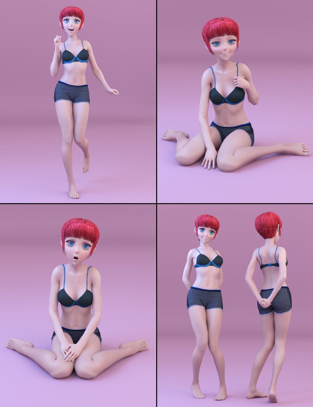Sweet Anime Poses for Sakura 8 by: Leo Lee, 3D Models by Daz 3D