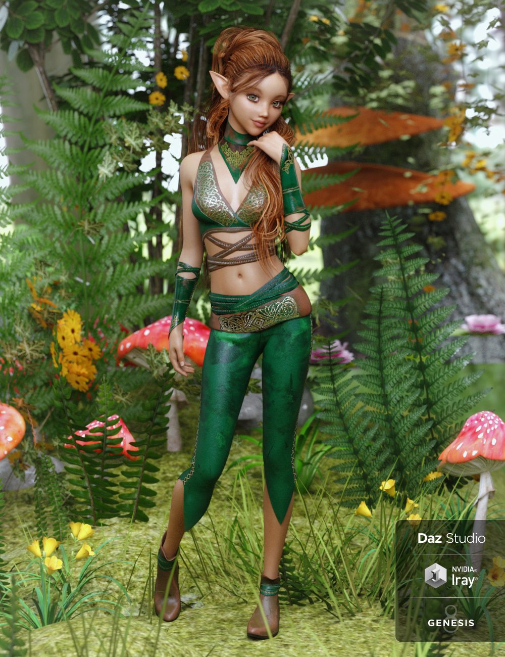 dForce Nimble Elf Outfit Textures by: Moonscape GraphicsSade, 3D Models by Daz 3D