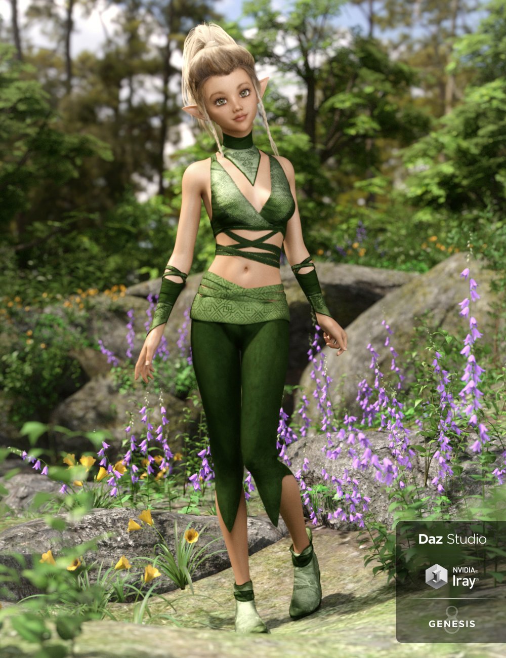 dForce Nimble Elf Outfit for Genesis 8 Female(s) by: NikisatezMoonscape GraphicsSade, 3D Models by Daz 3D