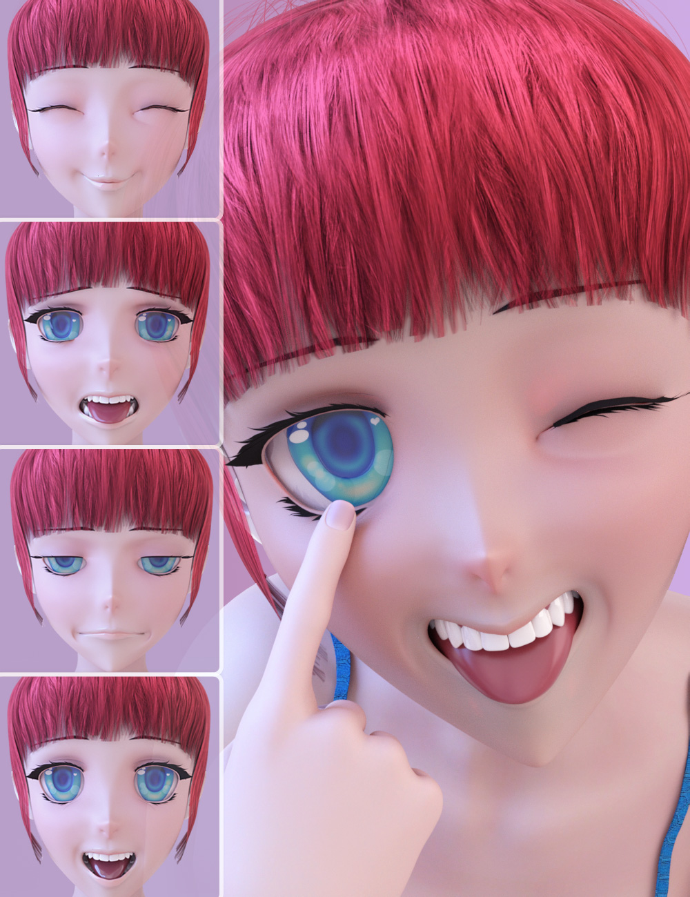 Sakura Anime Long Hair for Genesis 3 and 8 Female(s) | Daz 3D