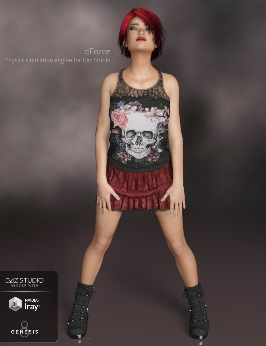 dForce Annie Dress for Genesis 8 Female(s) by: PandyGirlDirtyFairy, 3D Models by Daz 3D
