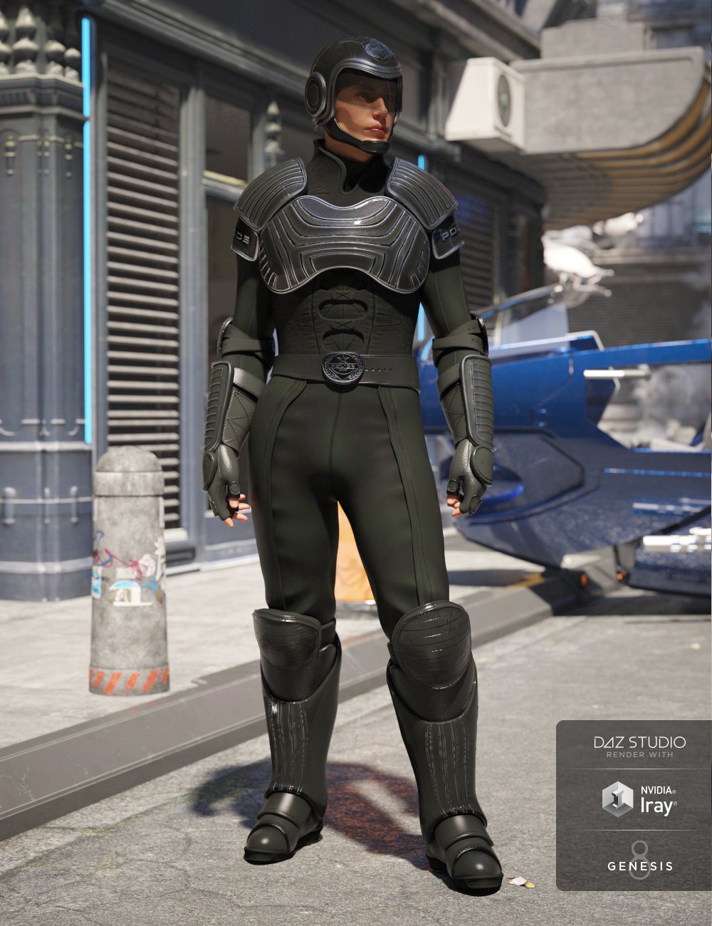 Sci-fi Police Officer Outfit for Genesis 8 Male(s)