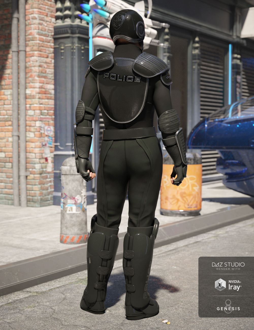 Sci-fi Police Officer Outfit for Genesis 8 Male(s) by: DemianYura, 3D Models by Daz 3D