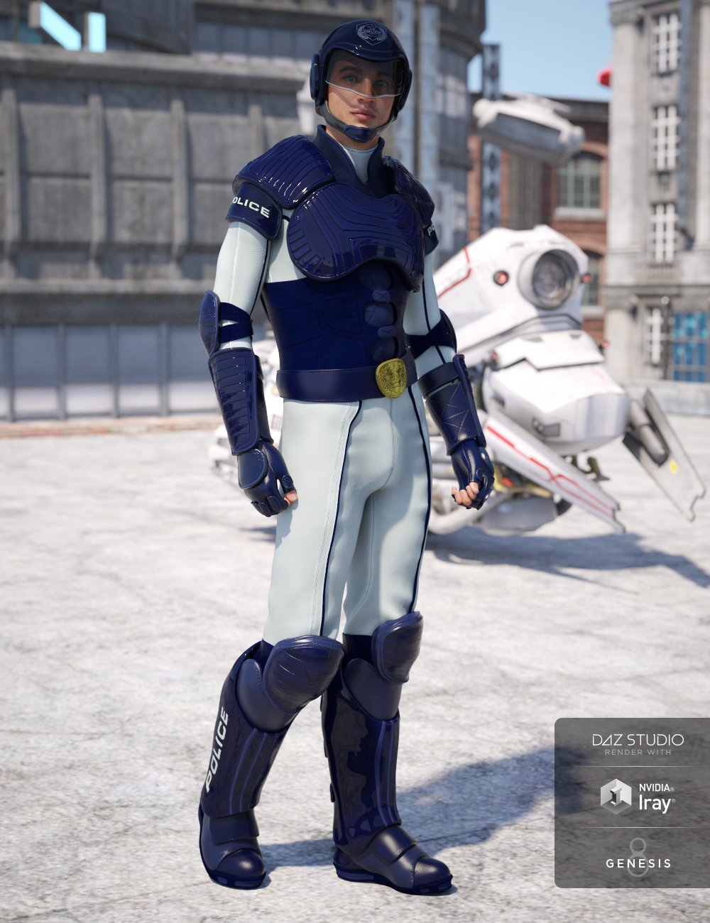 Sci-fi Police Officer Textures for Genesis 8 Male(s) by: Demian, 3D Models by Daz 3D